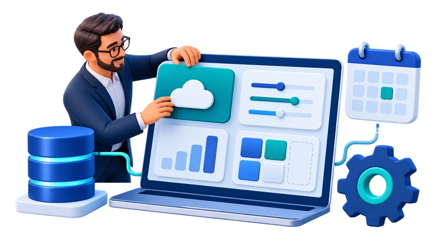 Configuración de módulos, datos y calendario en una solución cloud
